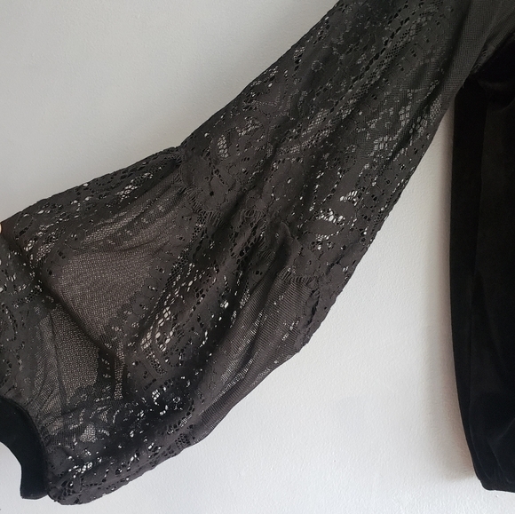FREE PEOPLE EYELASH BLACK VELVET BLOUSE, M, L - Picture 8 of 14